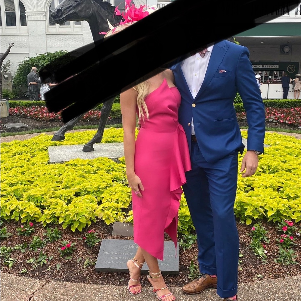 Fuchsia strapless dress, worn once to the derby!
